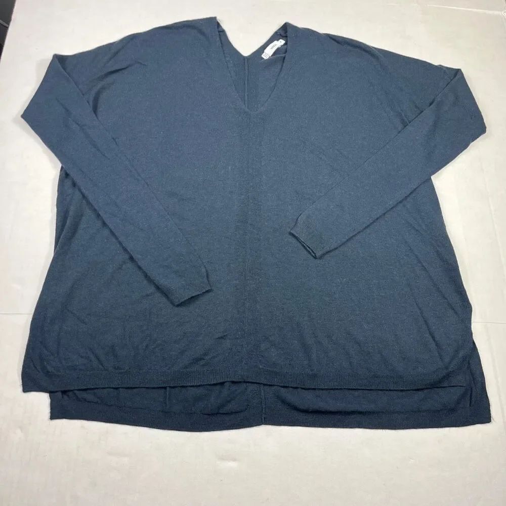Vince Womens Wool Blend Sweater Blue V-Neck Oversized Luxe Soft Knit Pullover XS